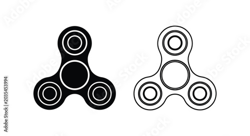 Canvastavla Fidget spinner silhouettes on a white background black and inverse versions