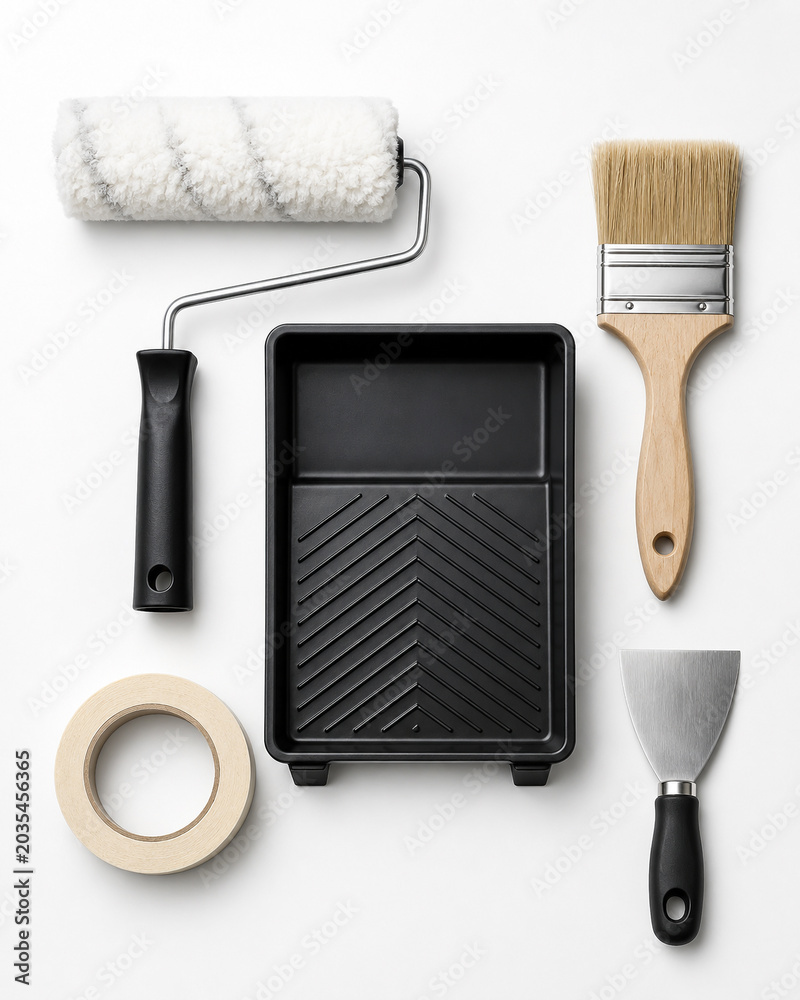 Obraz premium Ferramentas de pintura isoladas em fundo branco