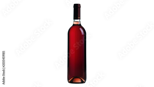 Glass bottle of red wine with dark cap