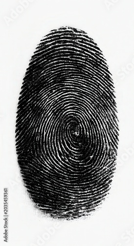 Black fingerprint on white background