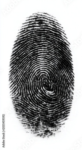 Black-and-white fingerprint swirls in oval shape