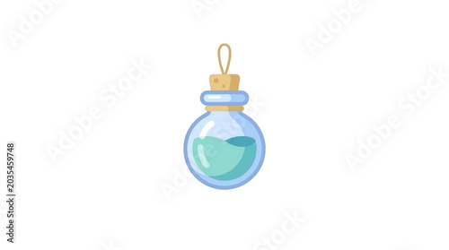 Flat Design Potion Bottle With Blue Liquid And Cork Stopper