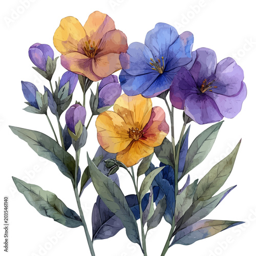 Foto watercolor of Wallflower Flower illustration, isolated on a white background