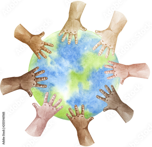 Happy Earth Day Illustration with World Map, Natural Leaf