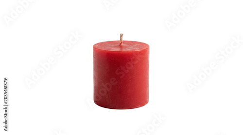 Red Pillar Candle Isolated On White Background