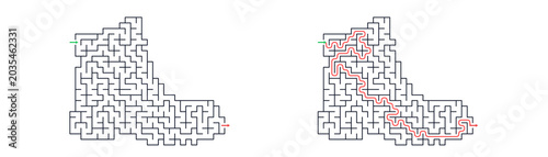 Hiking Trail Labyrinth Challenge with Solved Maze Path