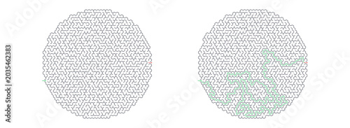 Globe Navigation Labyrinth with Solved Maze Route