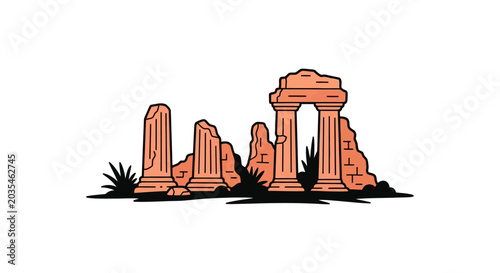 Foto Ancient Ruins Stone Structure Remains.