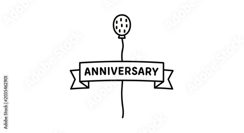 Photos Anniversary ribbon banner with pin.