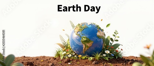 Stylized 3D Illustration for Eco-Friendly Earth Day Celebration