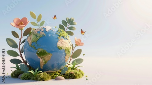 High-End 3D Render Illustrating a Realistic Earth for World Earth Day