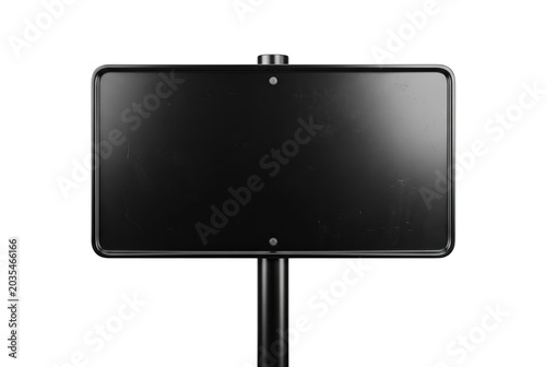 Blank black rectangular metal street signpost mock up. Isolated on transparent background, png