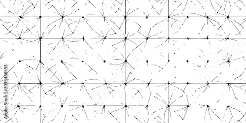 Konstfotografi Abstract black and white geometric background with chaotic connecting lines and cracked web texture vector illustration