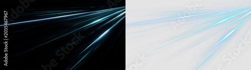 Quadro su tela Bright blue lines move quickly across a white background creating a sense of spe