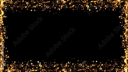 Golden Royal Wide Frame Particles, Border Gold Dots, Looped Alpha Background