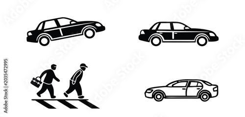 Road Traffic Accident Scene Vector Collection – Car Crash, Collision & Safety Illustrations Set