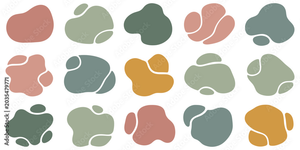 Fototapeta premium Abstract organic shapes collection in pastel colors for design elements