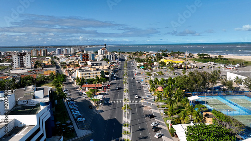 Atalaia Avenue In Aracaju Sergipe Brazil. Bird Eye View Of A Amazing Coastal Beach In The Summer Holiday. Business Sky Downtown Cityscape. Business Backgrounds Panorama. Aracaju Sergipe.