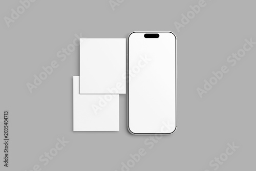 Foto Modern mobile phone mockup with blank display and screen protector layout