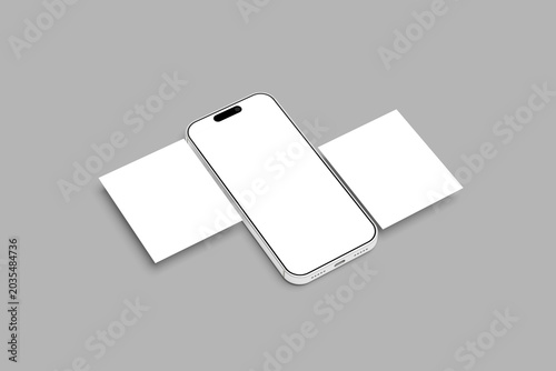 Fotografie Modern mobile phone mockup with blank display and screen protector layout