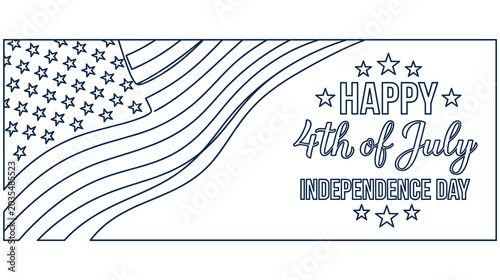 Bild auf Leinwand Independence day fourth of july coloring banner with american flag art