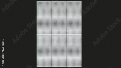 Bild auf Leinwand Front View White Perforated Architectural Facade Panel on Black