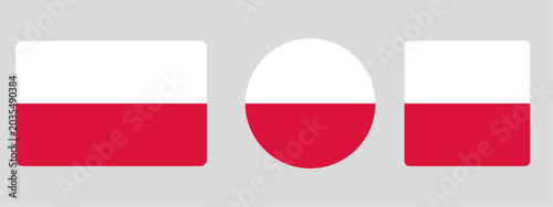 Poland flag set. Set of flags in different shapes rectangle, circle, square vector