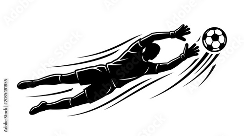 Tableau sur toile Soccer Goalkeeper Diving to Save Ball.