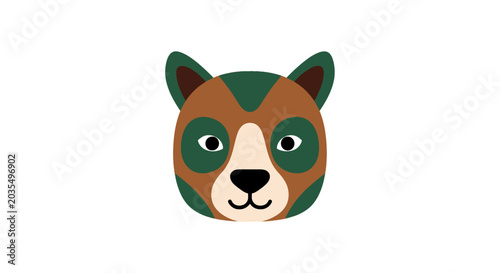 Brown Bear Cartoon Face Closeup.