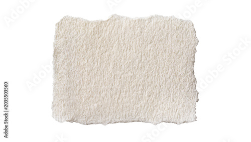 Rough textured off-white paper fragment with torn edges