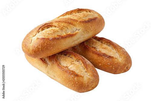 Three Fresh Crusty Golden French Baguettes