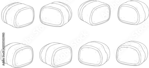 Canvastavla Eight stylized of pastries or bread rolls in a grid