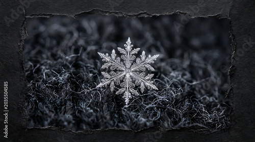 Intricate snowflake on dark background