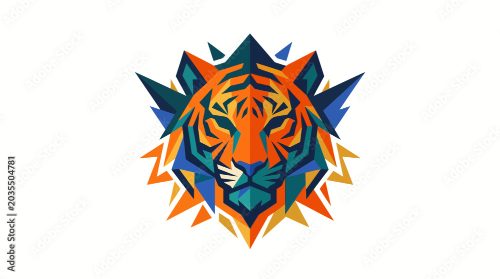 Fototapeta premium Dynamic Stylized Tiger Face Graphic Concept
