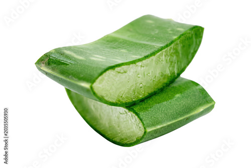 Fresh Sliced Aloe Vera Leaves with Clear Gel