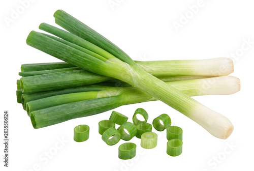 Fresh Green Onions and Sliced Scallion Pieces