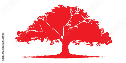 Obraz na płótnie red tree vector illustration with grunge paint and ink texture symbolizing natio