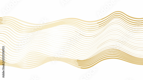Quadro su tela Golden wave pattern illustration with multiple undulating lines on a white backg
