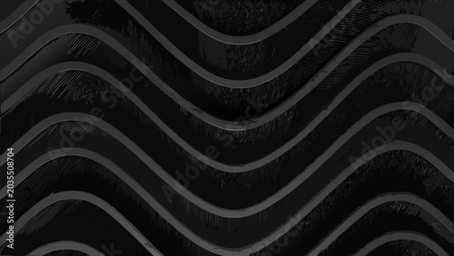 Tableau sur toile Wavy lines create a monochromatic black and gray textured background with a repe