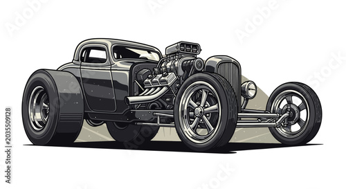 Bild auf Leinwand Vintage Hot Rod Car Side View.