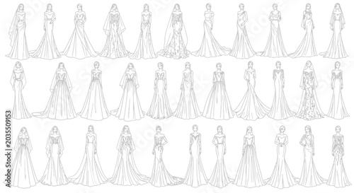 Cuadro en lienzo Collection of women in evening gowns.