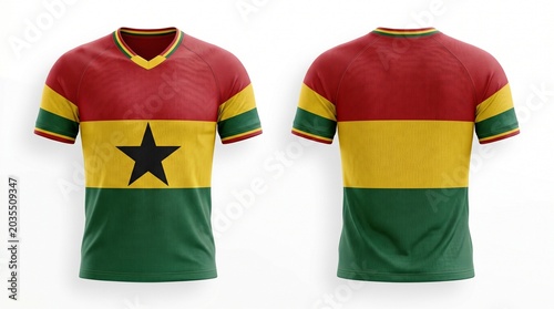 Ghana national flag design sports jersey isolated on white background