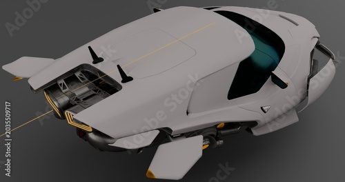 Fotografia Futuristic Hover Car in Flight