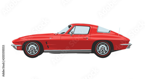 Canvastavla Red Classic American Sports Car Side.