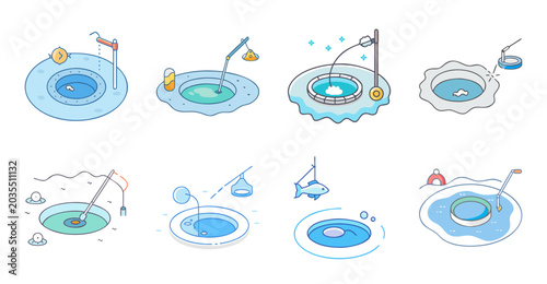 Colorful water droplets splashing in mid-air - Playful water droplets floating and splashing with vibrant blue and white colors in a dynamic sequence.