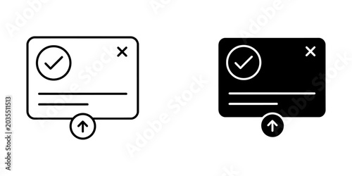 Upload complete status notification window vector icon set with graphic design
