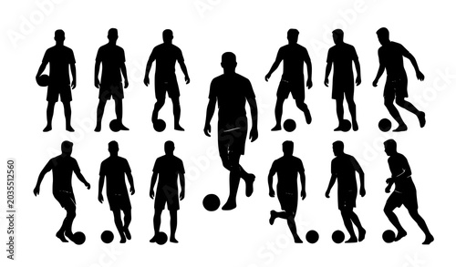 Photos Modern soccer athlete silhouettes dribbling and standing football poses vector o