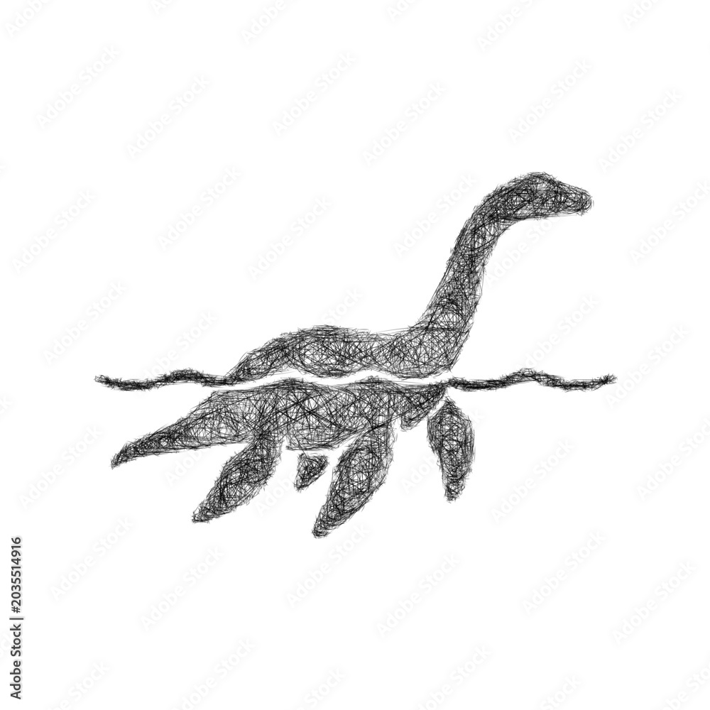 Fototapeta premium Sketch water dinosaur icon design