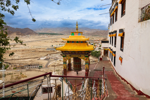 Tableau sur toile Prayer wheel pavilion of Spituk Monastery, Spituk Gompa or Pethup Gompa,Buddhist monastery in Spituk, Leh district, Ladakh, India