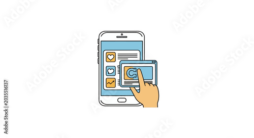 Cuadro en lienzo Hand holding smartphone with app.